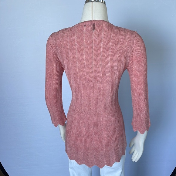 WHBM Salmon Pink Shimmer Knit Top X Small - Picture 11 of 13